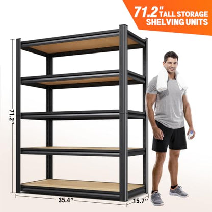 Heavy Duty 5-Tier Garage Shelving Unit - Adjustable Metal Storage Racks
