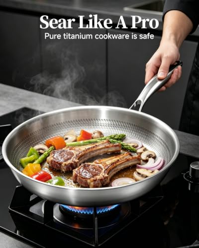 8-Inch Titanium Frying Pan with Lid - Nonstick, Oven Safe, Dishwasher Safe