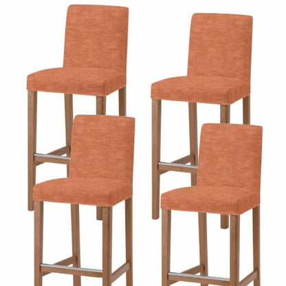 Habtucy Terracotta Solid Color Bar Stool Chair Covers Set of 4 - Stretch Linen Texture Pub Counter Height Café Dining Furniture
