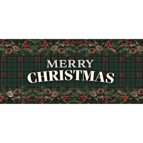 Indoor Outdoor Christmas Wreath Mini Mat 22x10 - Holiday Decor