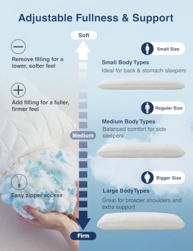 Long Body Pillow for Adults - White Firm Adjustable Memory Foam Support - Side Sleeper Bed Pillow