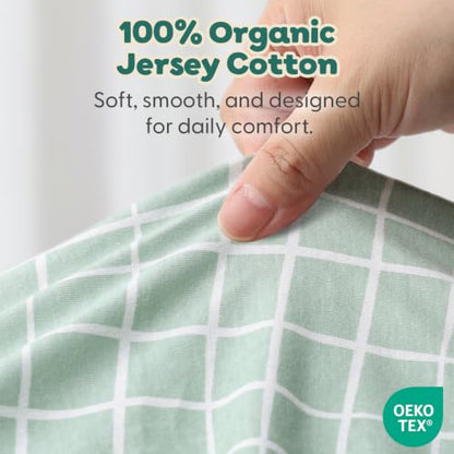 Organic Cotton Bassinet Sheets Boy - Sage Dino 2-Pack Baby Bed Sheets