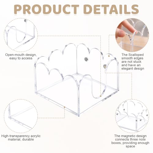 Clear Acrylic Sticky Note Holder Set - 3 Pieces Desk Organizer for 3x3 Notes