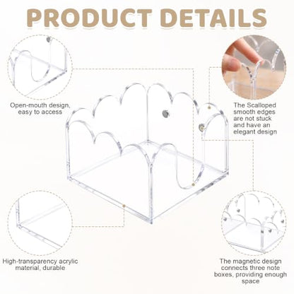 Clear Acrylic Sticky Note Holder Set - 3 Pieces Desk Organizer for 3x3 Notes
