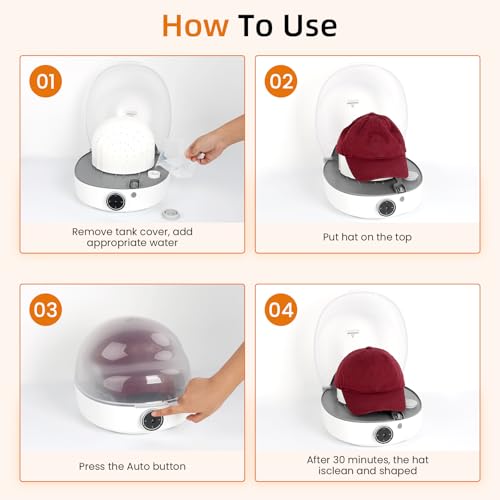 Arien Hat Shaper Automatic Cap Cleaner with Steam Drying - White