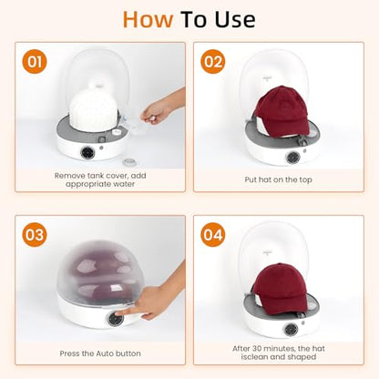 Arien Hat Shaper Automatic Cap Cleaner with Steam Drying - White