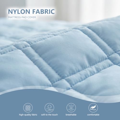Queen & King Size Mattress Protector with Straps - Thin Waterproof Cover Grey 90x200cm