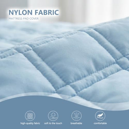 Queen & King Size Mattress Protector with Straps - Thin Waterproof Cover Grey 90x200cm