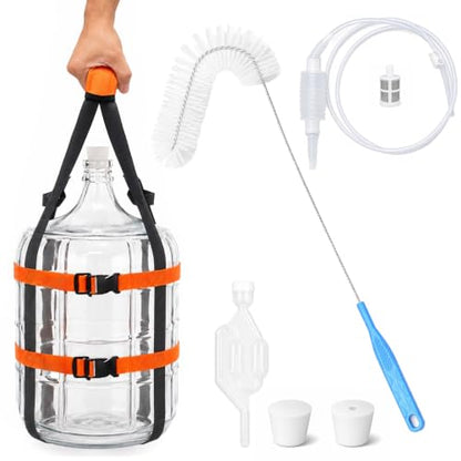 5 Gallon Carboy Fermentation Kit with Carrier, Brush, Airlock, Siphon & Stoppers