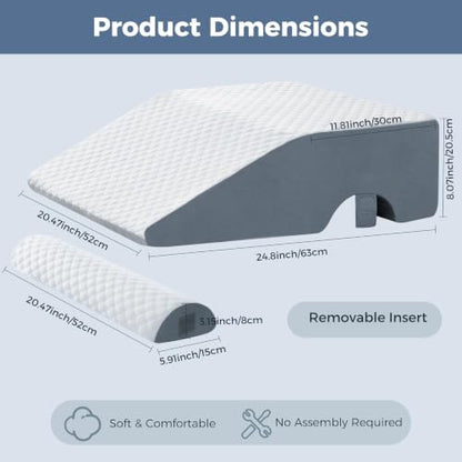 Post-Surgery Leg Elevation Pillow Memory Foam Wedge with Removable Cover