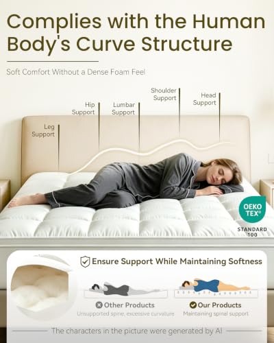 King Mattress Topper 1000GSM Luxurious Extra Thick Cooling Memory Foam Bed Topper
