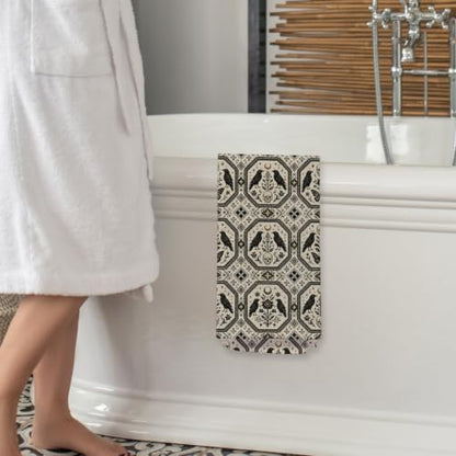 Halloween Skull Bird Floral Kitchen Towels 16x24in - Decorative Cotton Dish Towels