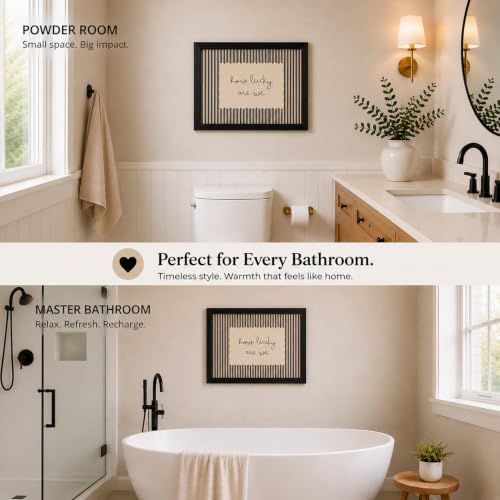 Lucky Stripes Framed Wall Art - 'How Lucky Are We' Farmhouse Decor - 10 x 8 Inches