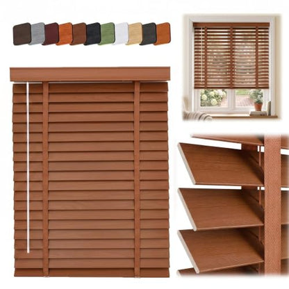 Dark Brown 2-Inch Wooden Blinds - Custom Real Wood Window Shades