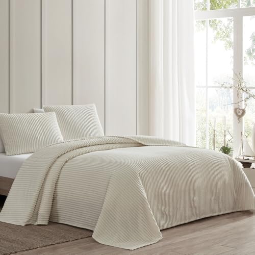 Oversized Cotton Chenille Bedspread - King Size Shabby Chic Textured Bedding