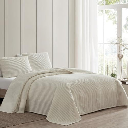 Oversized Cotton Chenille Bedspread - King Size Shabby Chic Textured Bedding