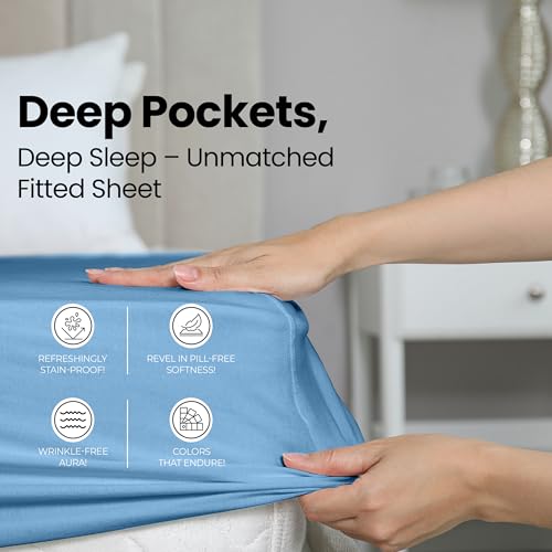 Utopia Bedding Twin Fitted Sheets - Bulk Pack of 2 Bottom Sheets - Soft Brushed Microfiber - Deep Pockets - Shrinkage & Fade Resistant - Easy Care (Twin, Navy)