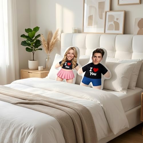 Custom Face Pillow - Personalized Plush Doll Gift for Couple 8in