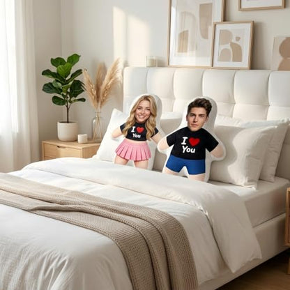 Custom Face Pillow - Personalized Plush Doll Gift for Couple 8in