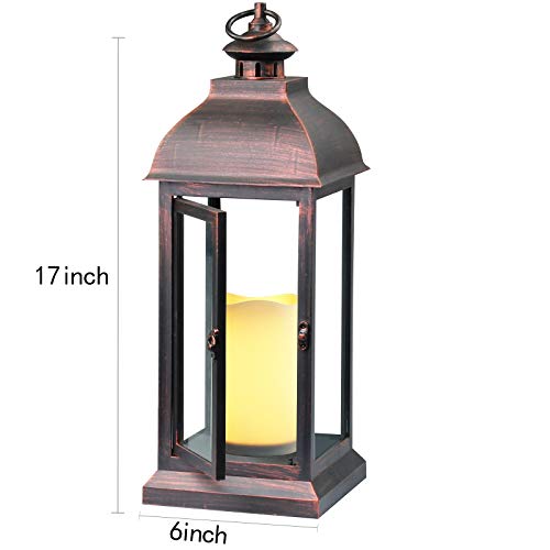 15-Inch Flameless LED Lantern with Timer & Candle for Indoor Outdoor Decor