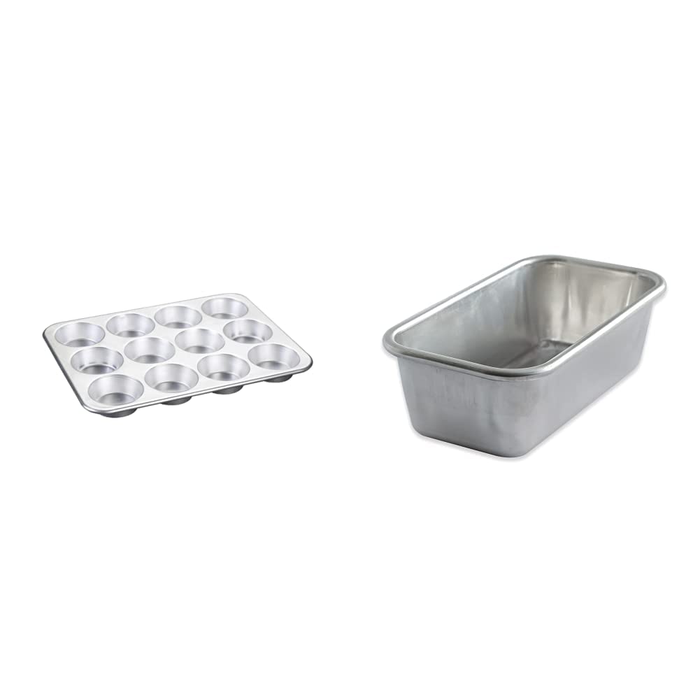 Nordic Ware Natural Aluminum Commercial Muffin Pan, 12 Cup & Naturals 1 Pound Loaf Pan