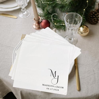 GiveSmiles Personalized Wedding Cocktail Napkins - Style 6 - Mr & Mrs Name Couple, Pack 15-500