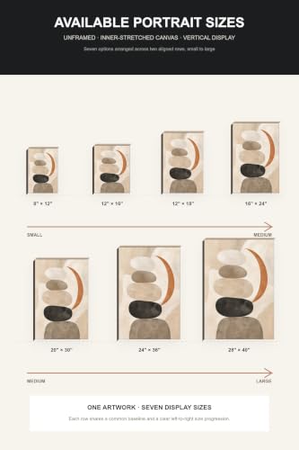 Neutral Abstract Canvas Wall Art - Stacked River Stone Shapes - 16x24 in - Variation USUC-002