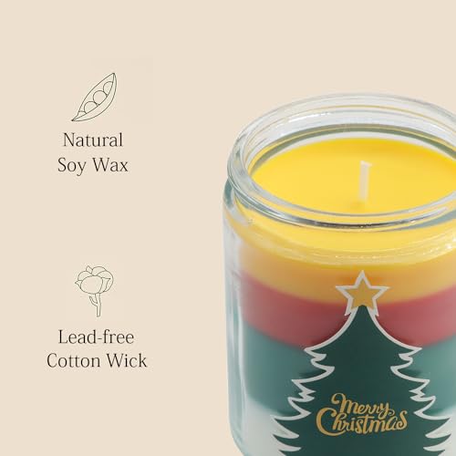 Christmas Candles - Christmas Gift for Women, Aromatherapy Scented Candle, Natural Soy Wax Vanilla 7oz - Christmas Vanilla
