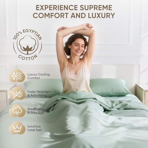 Egyptian Cotton Bed Sheets Set with Deep Pockets - Mineral California King - 1200 Thread Count, Heavy-Duty, Pilling Resistant