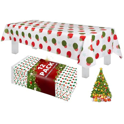 Holiday Snowflake Disposable Tablecloth 54x108 Inches - 12 Pack