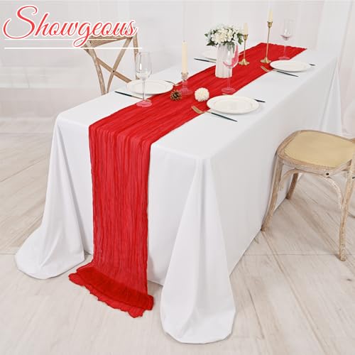 Showgeous Red Cheesecloth Table Runner 17 x 108 Inch - 8 Pack - Wedding & Party Decor