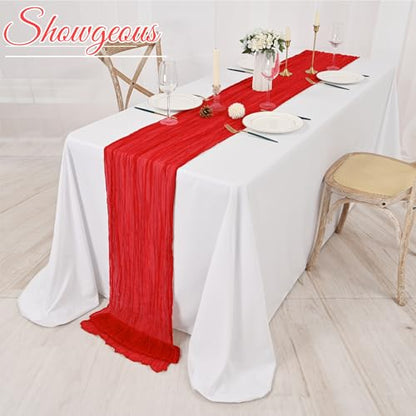 Showgeous Red Cheesecloth Table Runner 17 x 108 Inch - 8 Pack - Wedding & Party Decor