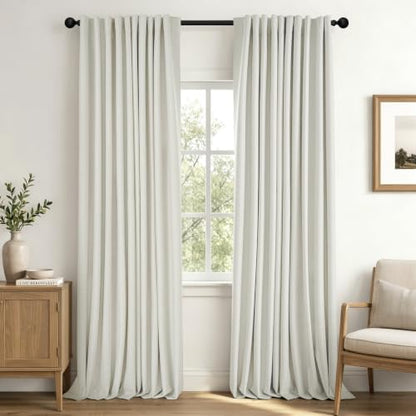 Blackout Curtains 2-Pack Linen Textured Drapes 40"W x 96"L - Birch Variation
