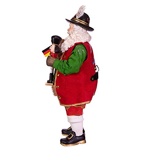 Festive Fabricché German Santa Figurine with Music and Nutcracker