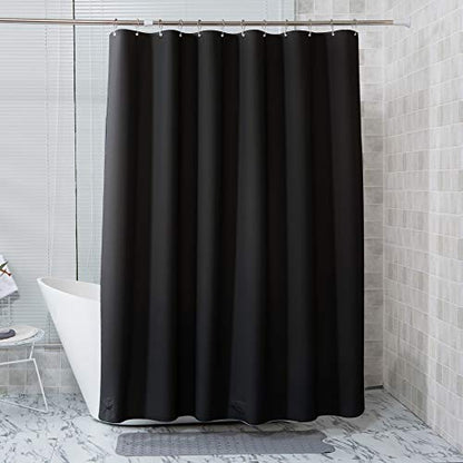 AmazerBath Plastic Shower Curtain, 72 x 84 Inches PEVA Shower Curtain with Heavy Duty Clear Stones and Grommet Holes, Waterproof Thick Bathroom Plastic Shower Curtains-Black