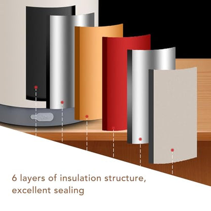 AYNEFY Electric Lunch Box,2L Stainless Steel Portable Electric Food Warmer Bucket Thermal Heat Preservation Pot Thermal Lunch Container for Travel Dorm Office Work (Beige)