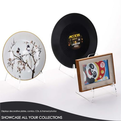 Acrylic Plate Display Stand 5.1 Inch Wide Clear Book & Art Holder - 2 Pack