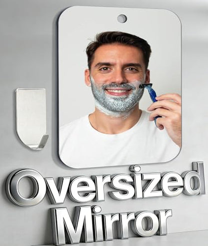 Fogless Shower Mirror for Shaving 10x8 Inch Anti-Fog Waterproof Wall Mount