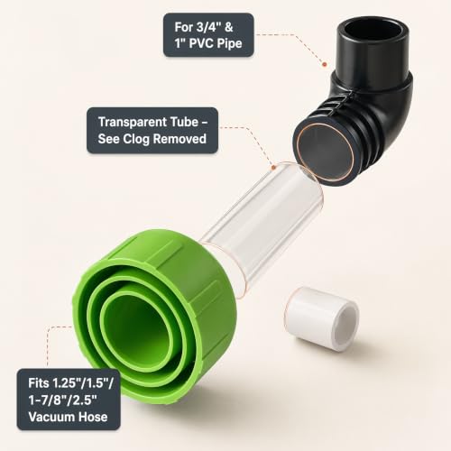 HVAC Drain Line Vacuum Adapter for Unclogging Condensate Lines - Universal
