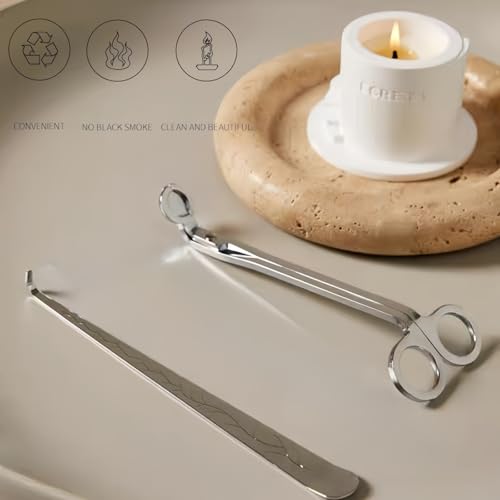 Candle Wick Trimmer & Snuffer Set - Silver Copper Nickel Plated, Rust-Resistant, 7.28 Inch