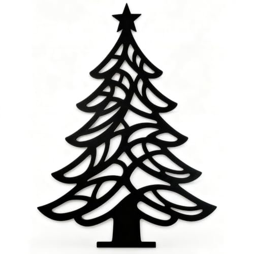 11.8 x 8.7 Inch Modern Black Metal Wall Christmas Tree - Minimalist Holiday Decor