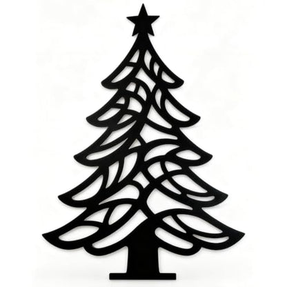 11.8 x 8.7 Inch Modern Black Metal Wall Christmas Tree - Minimalist Holiday Decor