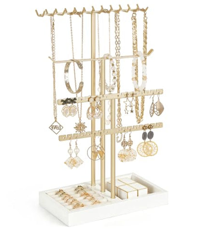 4-Tier Jewelry Organizer Stand with Necklace, Bracelet, Earring & Ring Storage