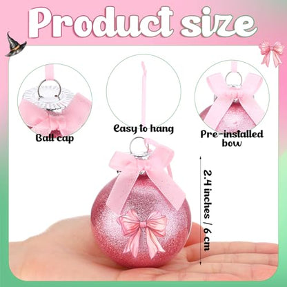 12Pcs Witch Christmas Ornament Set - Pink and Green Holiday Tree Decorations