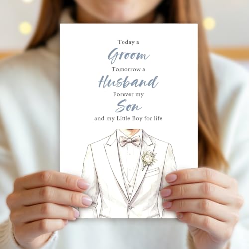 Wedding Card for Son DA-0208 - Sentimental Son Wedding Day Greeting Card with Envelope & Sticker