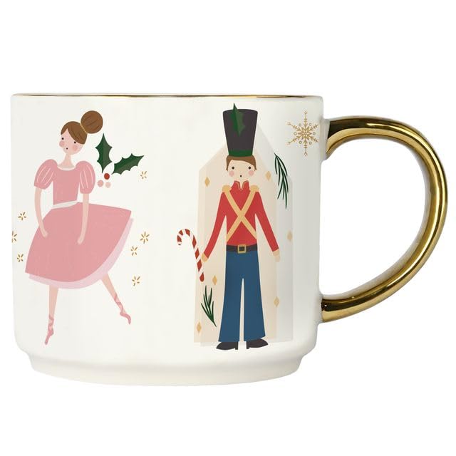 Nutcracker Coffee Mug 14oz Christmas Mug with Gold Handle - Holiday Winter Cup - Variation of THIS listing