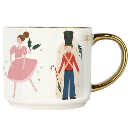 Nutcracker Coffee Mug 14oz Christmas Mug with Gold Handle - Holiday Winter Cup - Variation of THIS listing