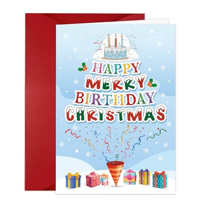 Blue Christmas & Birthday Card with Envelope - Funny Festive Greeting Card