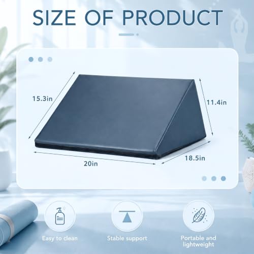 Extra Large Blue Triangle Knee Wedge Pillow 20 x 19 x 12 Inch Support Cushion - Supportive Support for Legs and Back