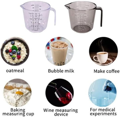 Skiennix 4-Cup Measuring Cups Set - BPA-Free Plastic with Nozzle Handle | 150/300/600/1000ML Sizes (Black)